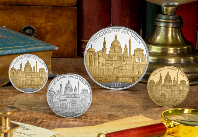 Sir Christopher Wren All Coins Lifestyle 01 - Wren&#8217;s Wonders in Precious Metal: The Captivating Sir Christopher Wren £5 Coin Range