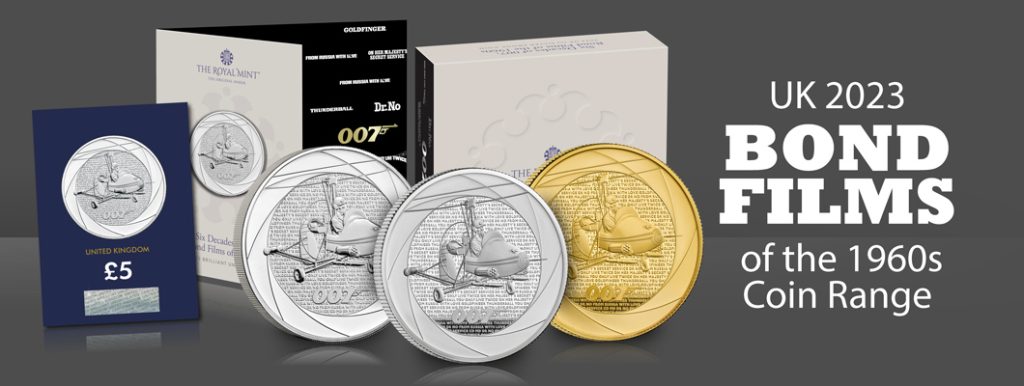 Just released: Journey through the legacy of James Bond… AT Change Checker James Bond 60s Films 5 Pound Coin Images V3 3 1024x386 - Just released: Journey through the legacy of James Bond…