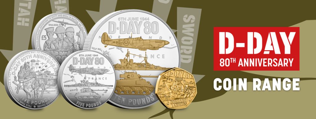 D day coin range 1 1024x386 - Explore the design of the 80th Anniversary D-Day Coins