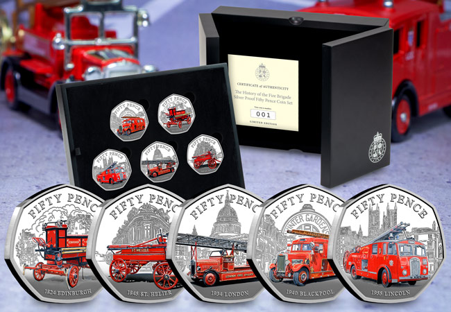 Blazing Trails: NEW 50p Coins released to honour the history of Britain’s Fire Service Fire Engines Silver 50p Set Lifestyle 01 - Blazing Trails: NEW 50p Coins released to honour the history of Britain’s Fire Service