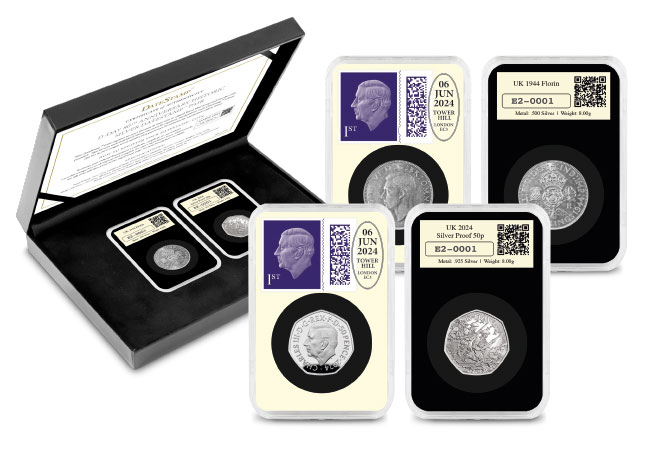DN Datestamp 80th d day pair 1944 2024 D Day Silver 50p florin two shilling product images 4 - BRAND NEW: UK D-Day 50p REVEALED