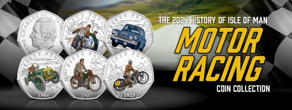 CLOSER LOOK: The history-making vehicles that inspired an impressive set of 50ps… DN 2024 IOM history of motorsport bu silver colour 50p homepage banner 1024x386 - CLOSER LOOK: The history-making vehicles that inspired an impressive set of 50ps…