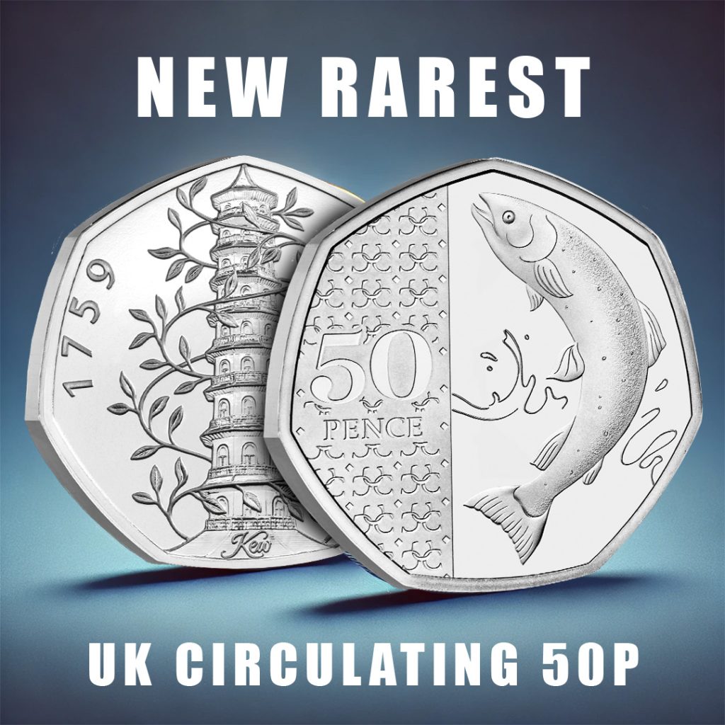 Salmon 50p and KEW 1024x1024 - The New UK Rarest 50p Coin – The 2024 Salmon 50p