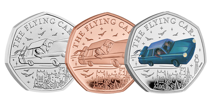 harry potter flying car bu silver proof gold proof coin - The World of Harry Potter UK 50p Coin Series ⚡