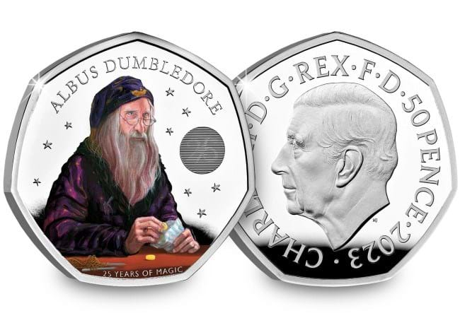 professor dumbledore silver 50p obverse reverse - The World of Harry Potter UK 50p Coin Series ⚡