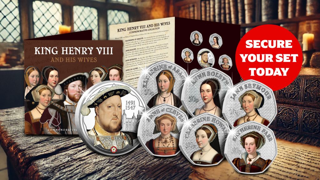 Secure your set 1024x576 - Step into Tudor History: The Wives of Henry VIII Colour BU 50p Set – Limited Edition, 70% Sold!