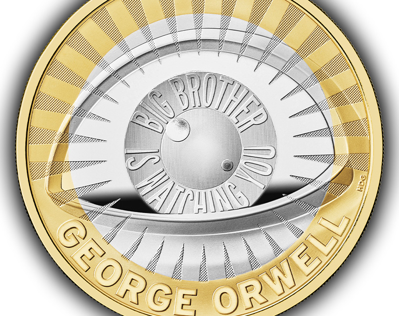 2025 George Orwell 2 coin reverse design - George Orwell: A Literary Icon Honored with a Special £2 Coin