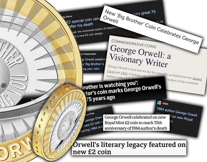 George Orwell headlines 1 - George Orwell: A Literary Icon Honored with a Special £2 Coin