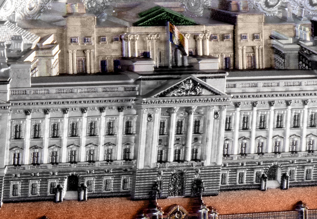 UHR Buckingham Palace rev close up - Buckingham Palace Silver Masterpiece Coin: 200 Years of History