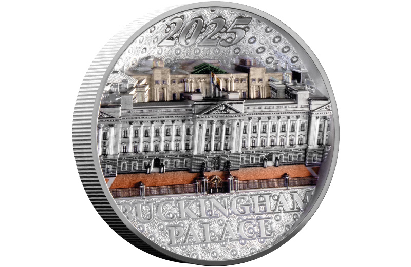 buckingham palace coin reverse detail - Buckingham Palace Silver Masterpiece Coin: 200 Years of History