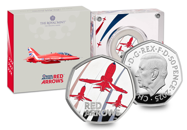 UK 2025 RAF Red Arrows silver proof 50p - Red Arrows 50p Coin Collection: A Tribute to Britain’s Iconic Aerobatic Team