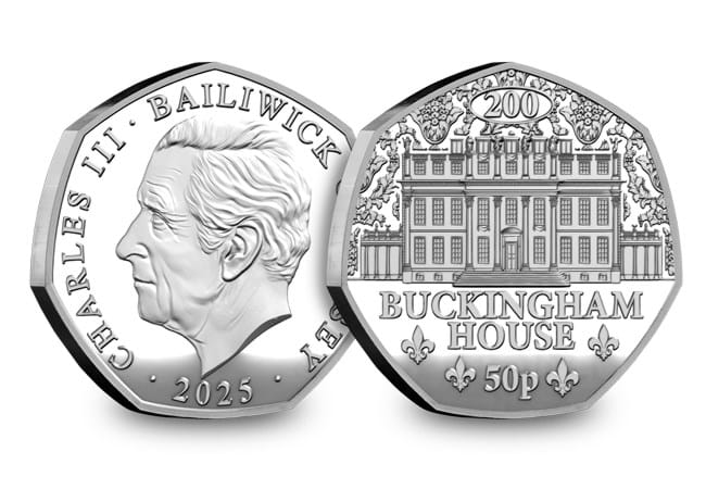 jersey royal residences silver buckingham house 50p obv rev - Introducing the 2025 Royal Residences 50p Collection