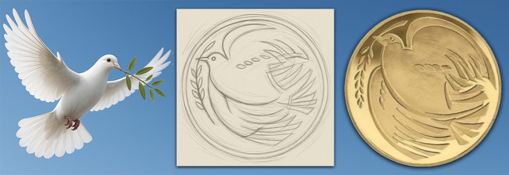 VE-DAY 50p Coin peace dove ve day coin drawing 1024x352 - VE-DAY 50p Coin