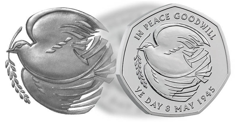 peace dove ve day coin - VE-DAY 50p Coin 