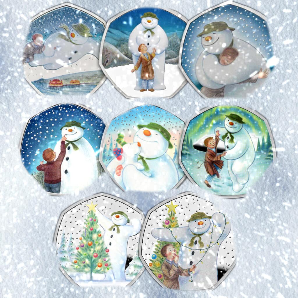 all coins 1024x1024 - JUST RELEASED: The 2025 The Snowman™ 50p — The UK’s Most Magical Christmas Tradition Continues!